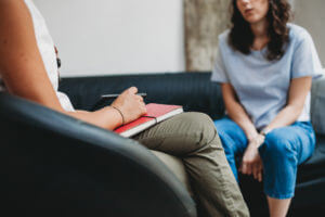 Lady During TMS Depression Therapy Counselling